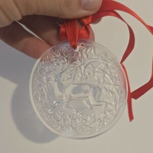 Vintage 1997 Lalique Reindeer Clear Glass Ornament